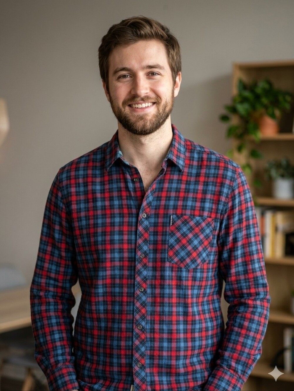 Ben Sherman Men's Red & Blue Plaid Button-Up Shirt